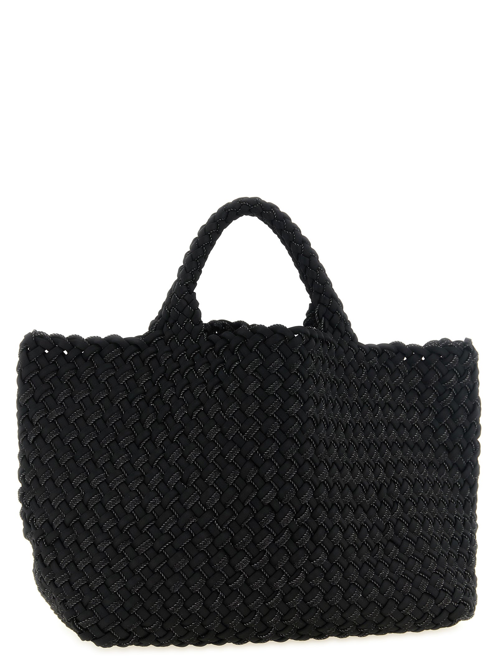 Naghedi St. Barths Double Weave Midi Black Tote Bag