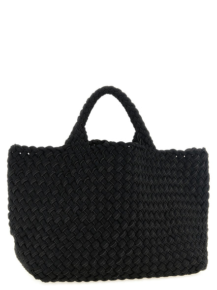 Naghedi St. Barths Double Weave Midi Black Tote Bag