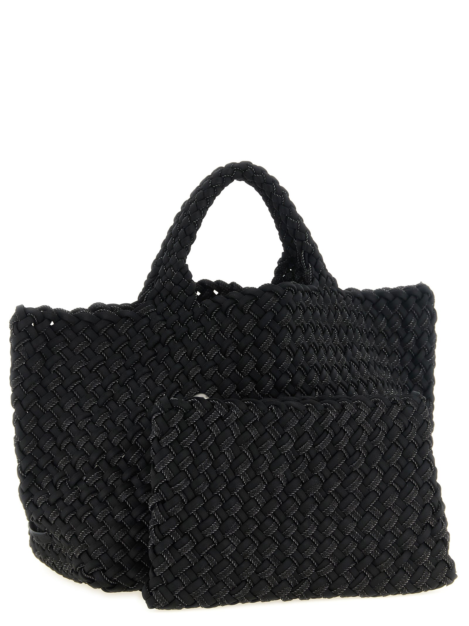 Naghedi St. Barths Double Weave Midi Black Tote Bag