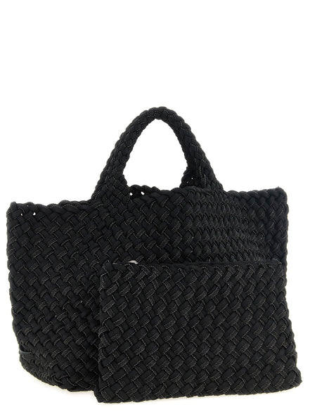 Naghedi St. Barths Double Weave Midi Black Tote Bag