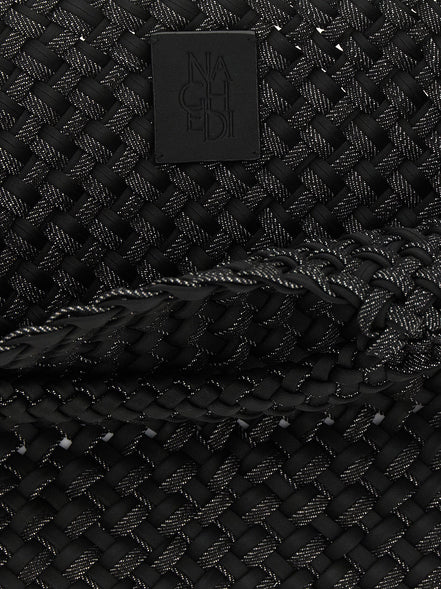 Naghedi St. Barths Double Weave Midi Black Tote Bag