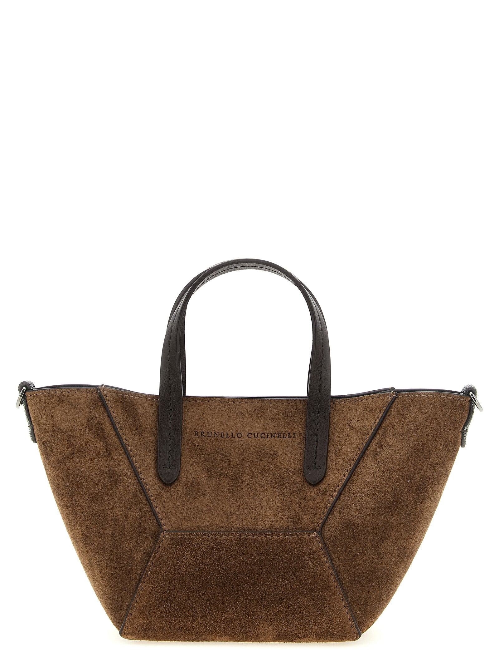 Brunello Cucinelli BC Duo Mini Brown Suede Handbag