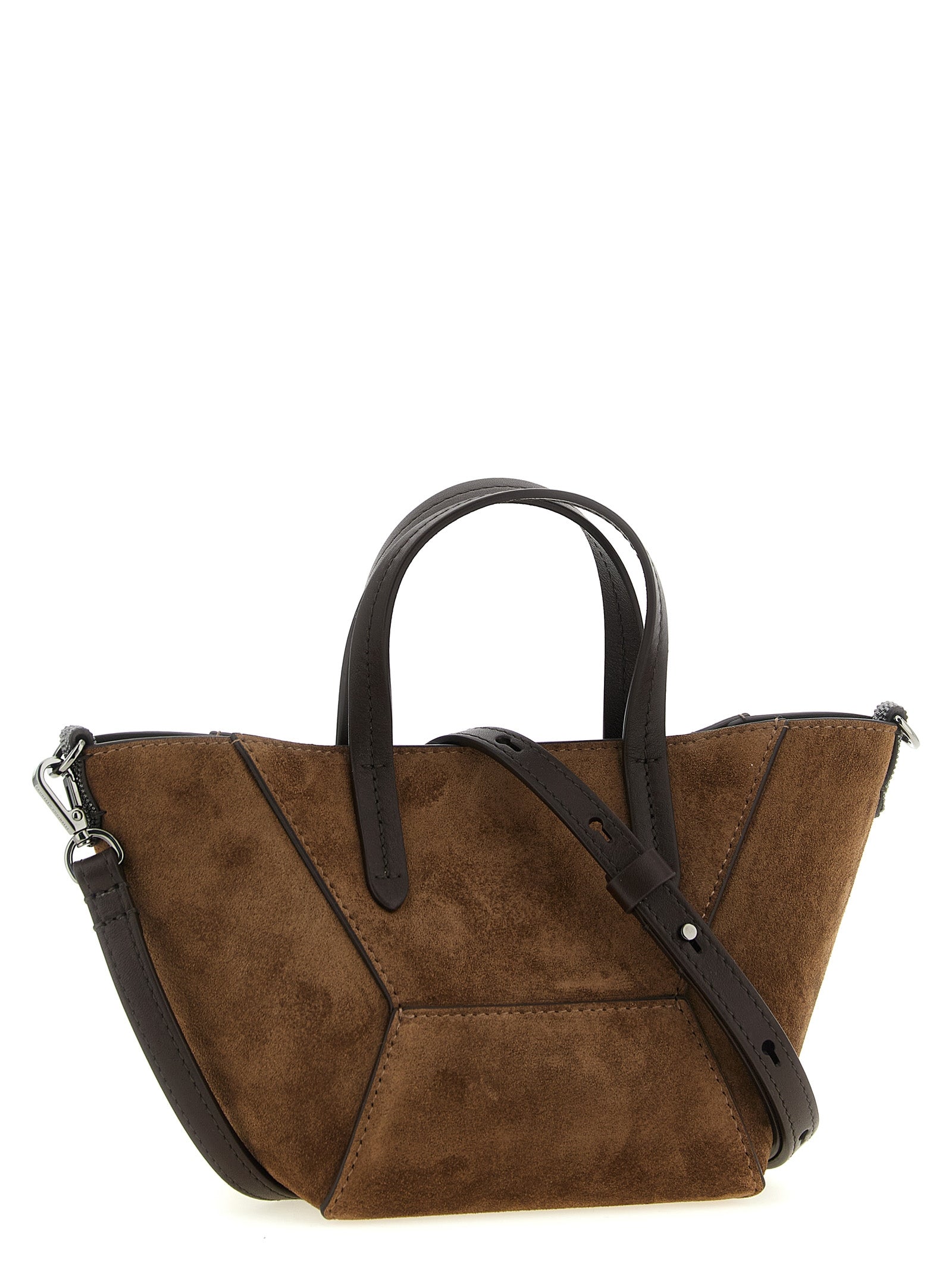 Brunello Cucinelli BC Duo Mini Brown Suede Handbag