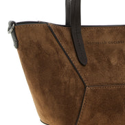 Brunello Cucinelli BC Duo Mini Brown Suede Handbag