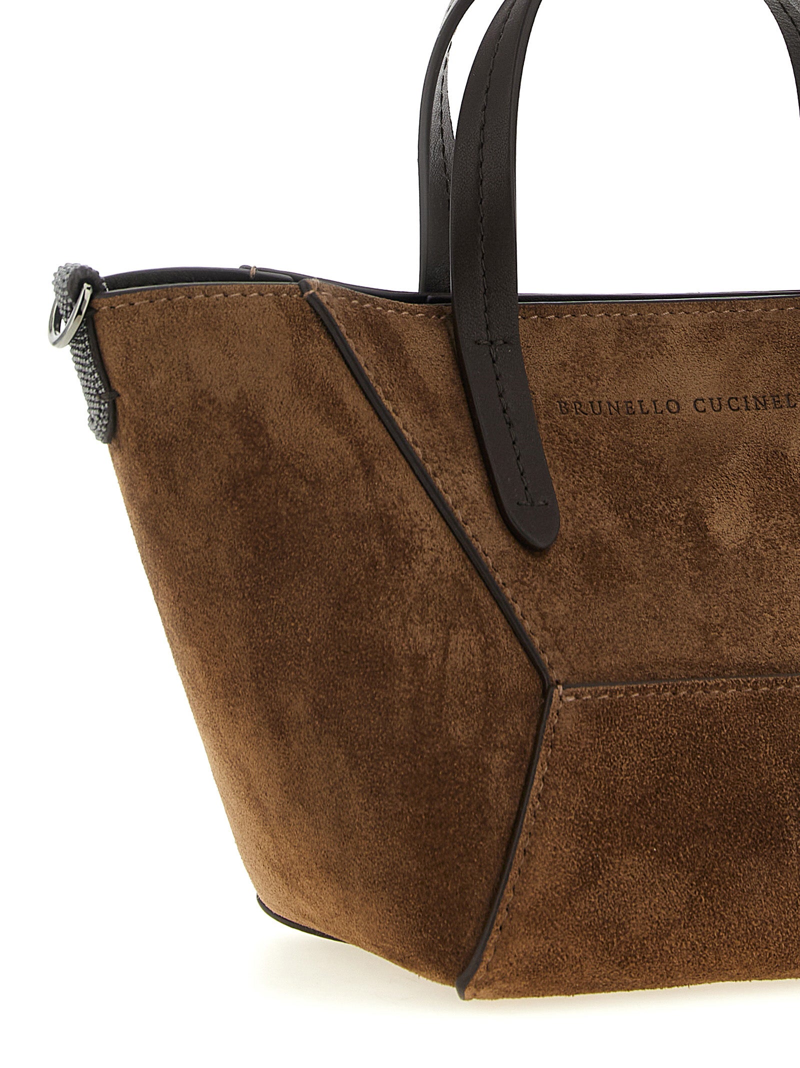Brunello Cucinelli BC Duo Mini Brown Suede Handbag