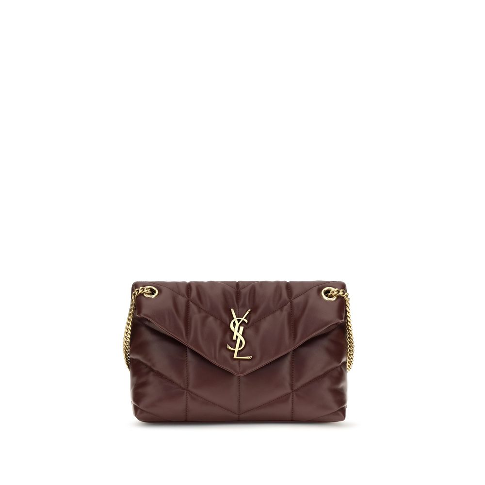 Τσάντα ώμου Saint Laurent από δέρμα αρνιού Bordeaux