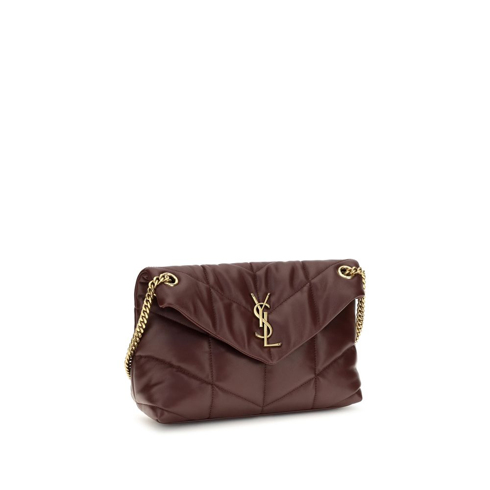 Τσάντα ώμου Saint Laurent από δέρμα αρνιού Bordeaux