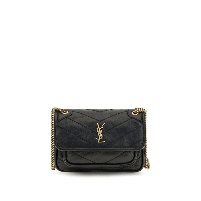 Τσάντα ώμου Saint Laurent από μαύρο δέρμα μοσχαριού Bos Taurus