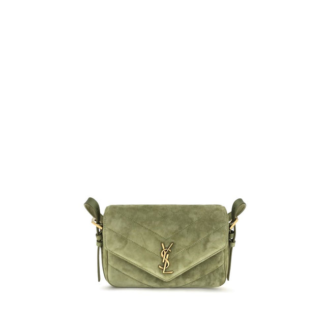 Saint Laurent Bicolor Suede Leather Shoulder Bag