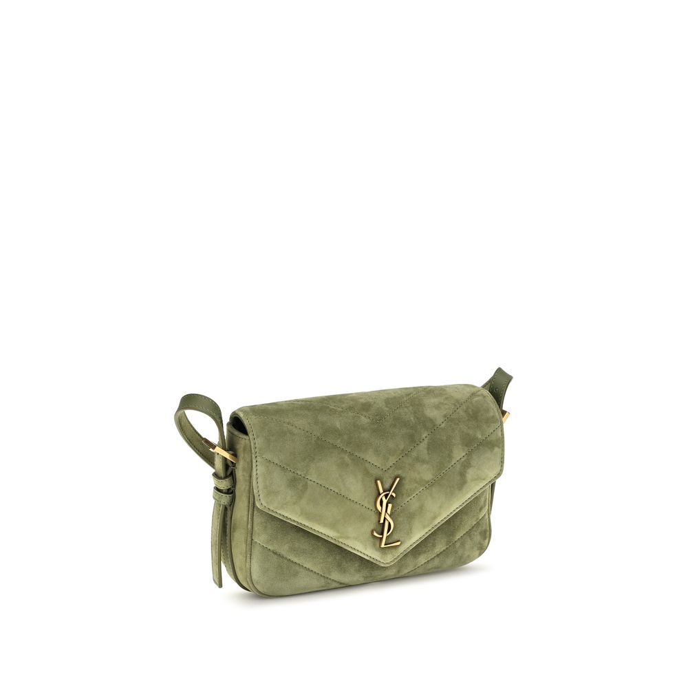 Saint Laurent Bicolor Suede Leather Shoulder Bag