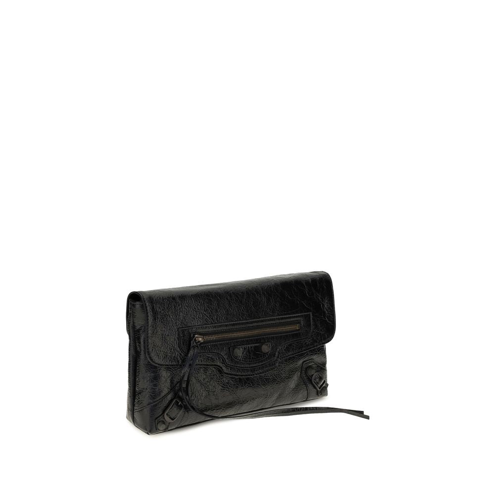 Balenciaga Black Lamb Ovis Aries Aries Clutch Bag