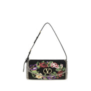 Valentino Garavani Black Satin Shoulder Bag