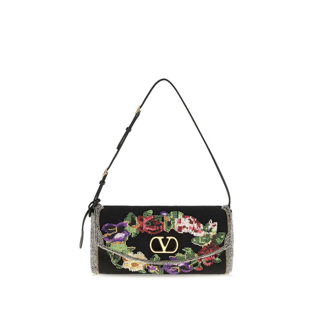 Valentino Garavani Black Satin Shoulder Bag