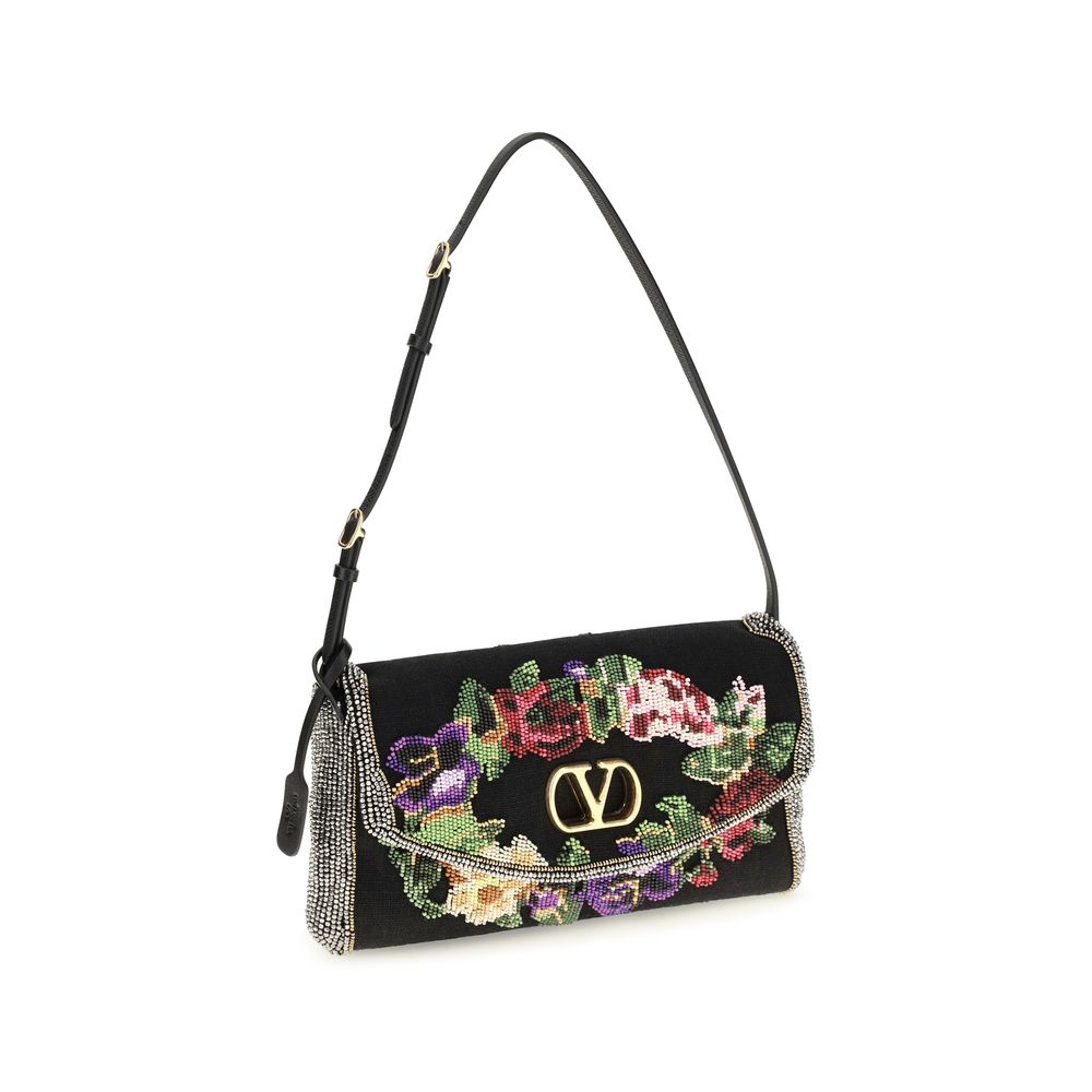 Valentino Garavani Black Satin Shoulder Bag
