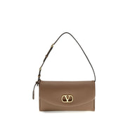 Valentino Garavani Brown Calf Leather Bos Taurus Shoulder Bag