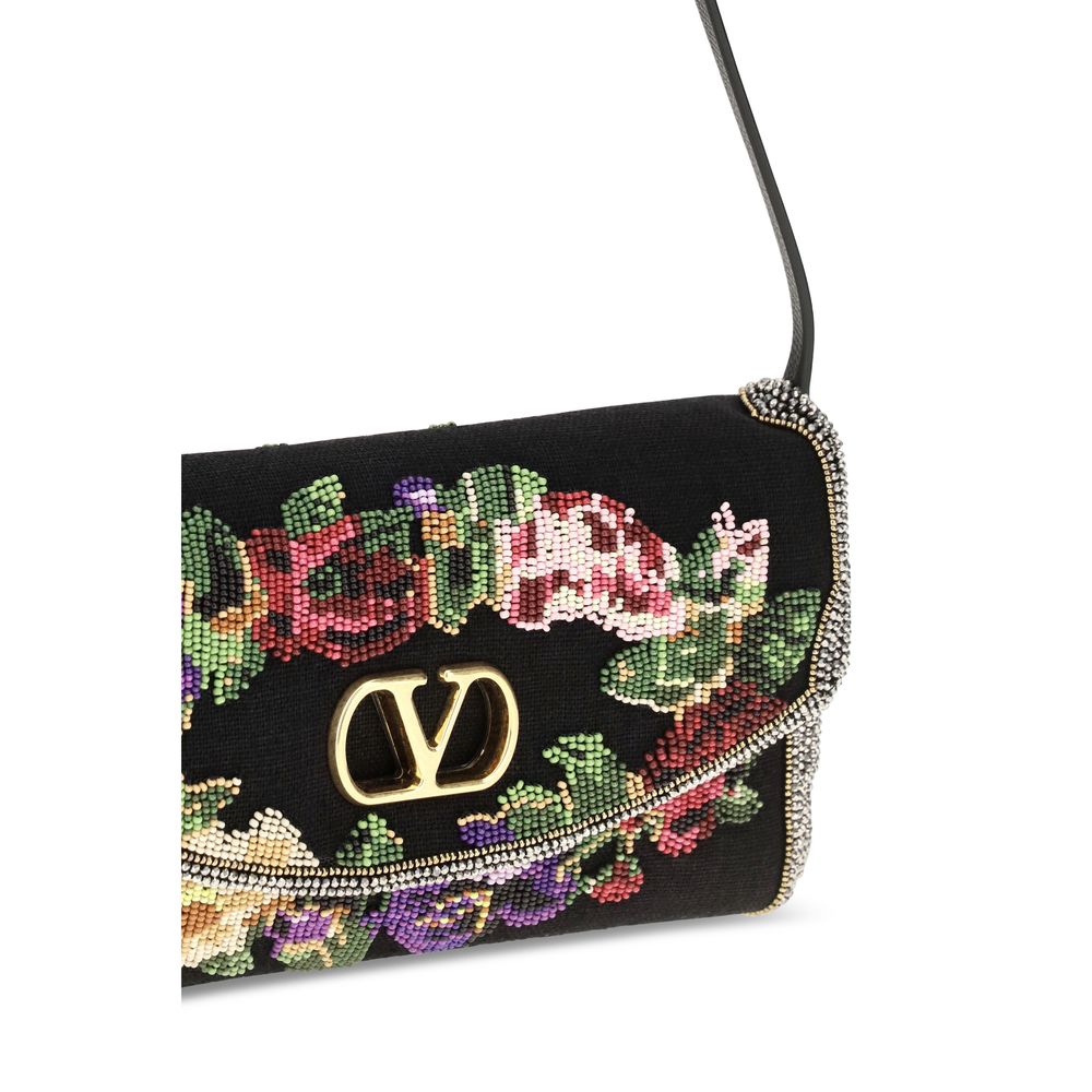 Valentino Garavani Black Satin Shoulder Bag