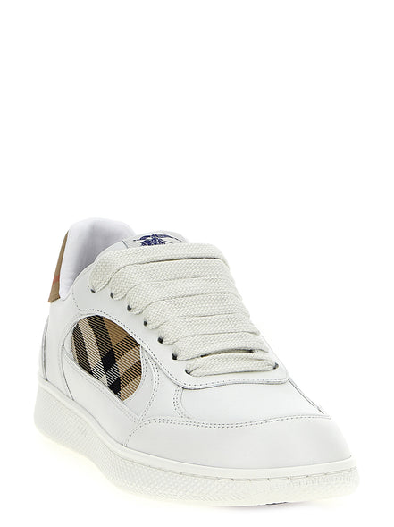 Burberry Beige Leather Low Top Sneakers