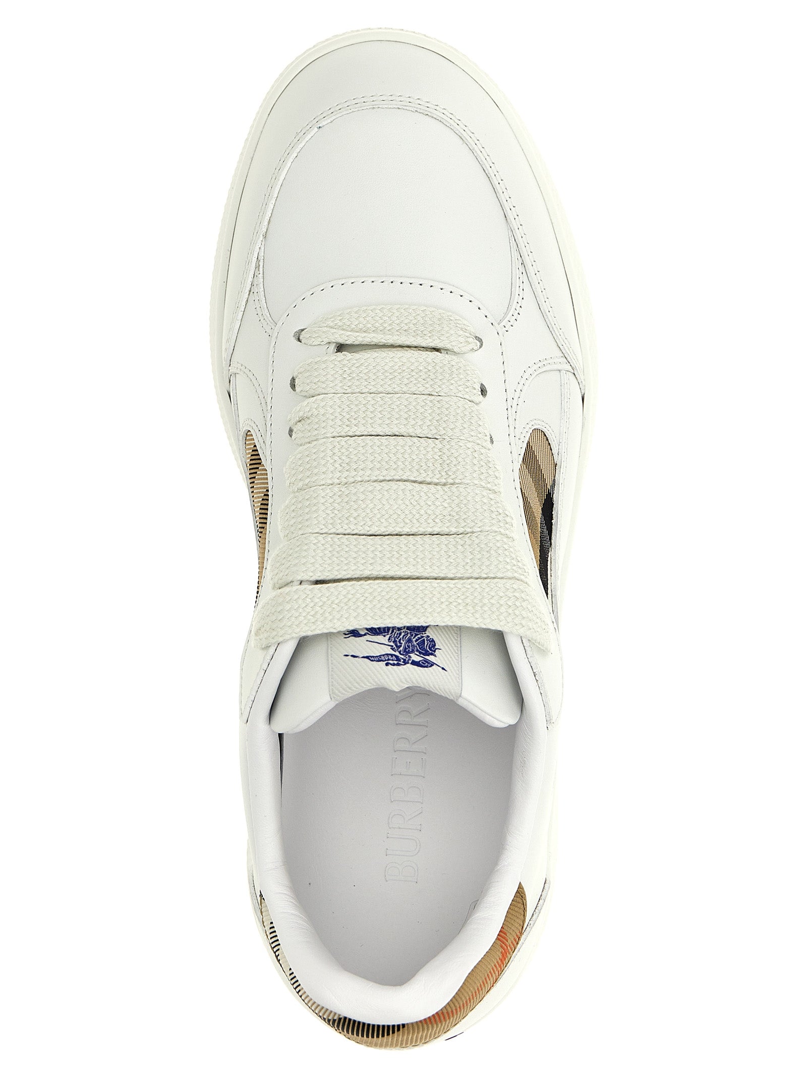 Burberry Beige Leather Low Top Sneakers