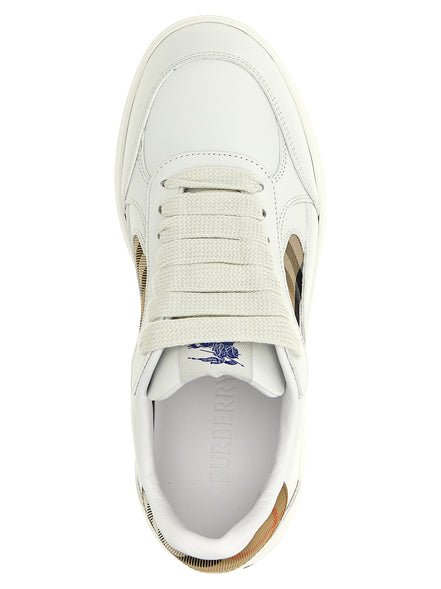 Burberry Beige Leather Low Top Sneakers