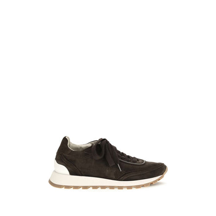 Brunello Cucinelli Brown Suede Leather Low Top Sneakers