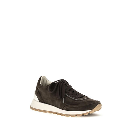 Brunello Cucinelli Brown Suede Leather Low Top Sneakers