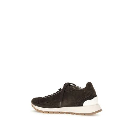 Brunello Cucinelli Brown Suede Leather Low Top Sneakers