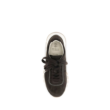 Brunello Cucinelli Brown Suede Leather Low Top Sneakers