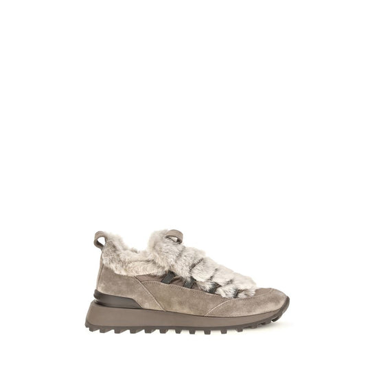 Γκρι αθλητικά sneakers από δέρμα σουέντ Brunello Cucinelli  