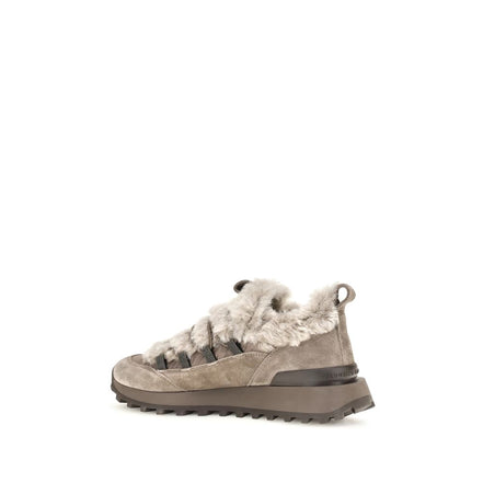 Brunello Cucinelli Gray Suede Leather Athletic Sneakers