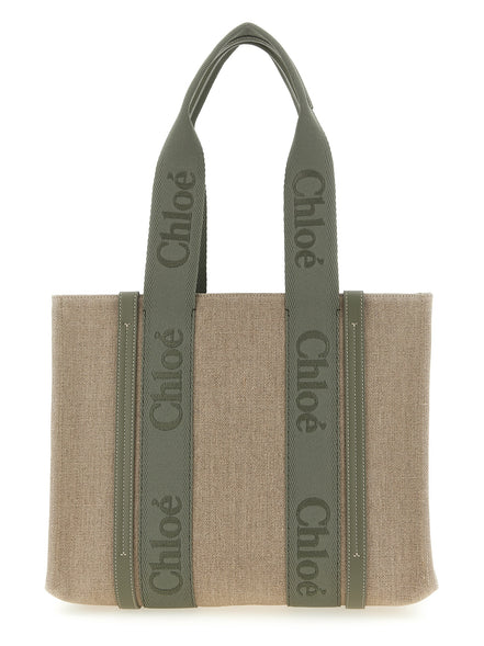 Τσάντα Tote Chloé Δίχρωμη από Λινό  