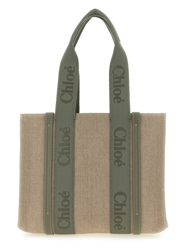 Τσάντα Tote Chloé Δίχρωμη από Λινό  