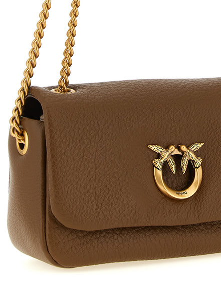 PINKO Brown Lamb Leather Shoulder Bag