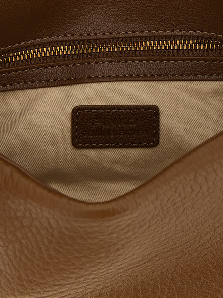 PINKO Brown Lamb Leather Shoulder Bag