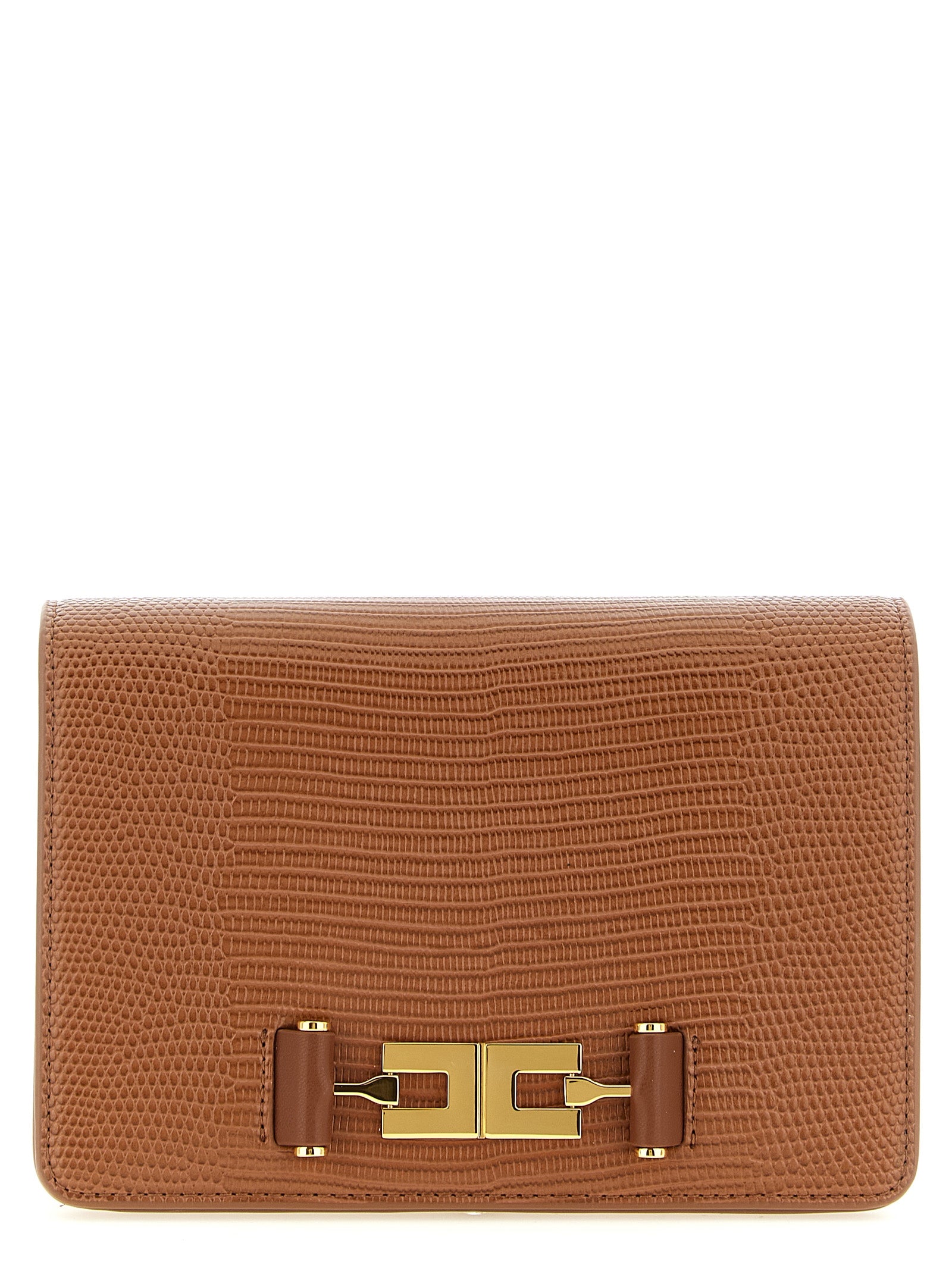 Elisabetta Franchi Brown Polyester Clutch Bag