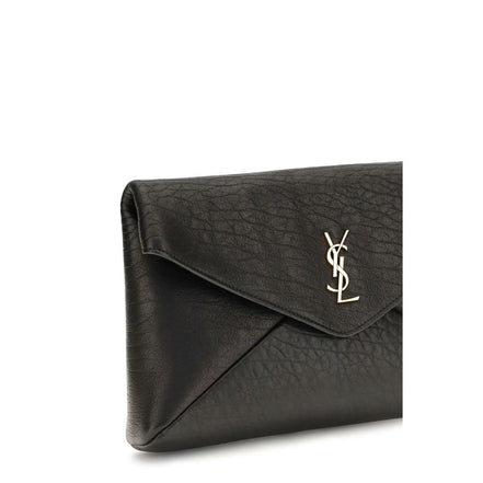Πορτοφόλι Saint Laurent από μαύρο δέρμα αρνιού Ovis Aries Aries
