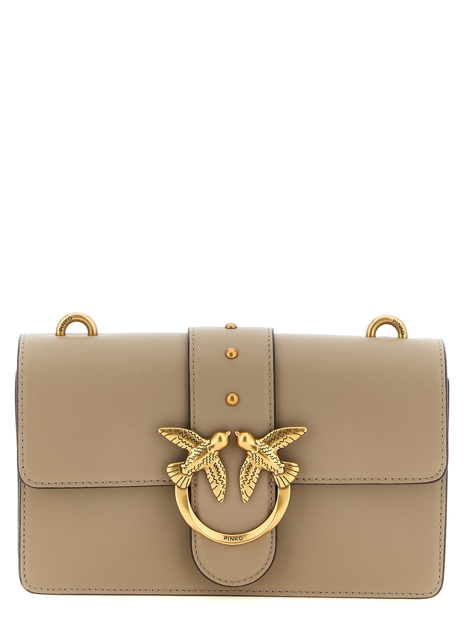 PINKO Gray Calfskin Crossbody Bag