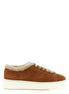 Santoni Brown Goatskin Low Top Sneakers