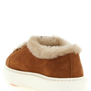 Santoni Brown Goatskin Low Top Sneakers