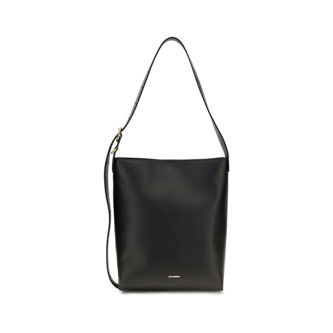 Jil Sander Black Calf Leather Bos Taurus Shoulder Bag