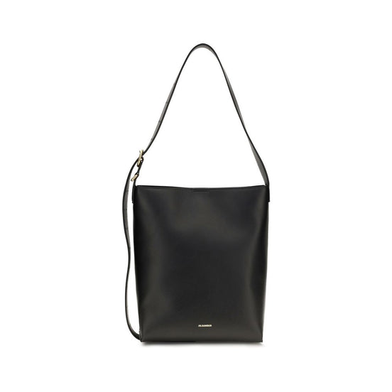 Jil Sander Black Calf Leather Bos Taurus Shoulder Bag