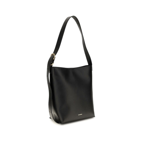 Jil Sander Black Calf Leather Bos Taurus Shoulder Bag