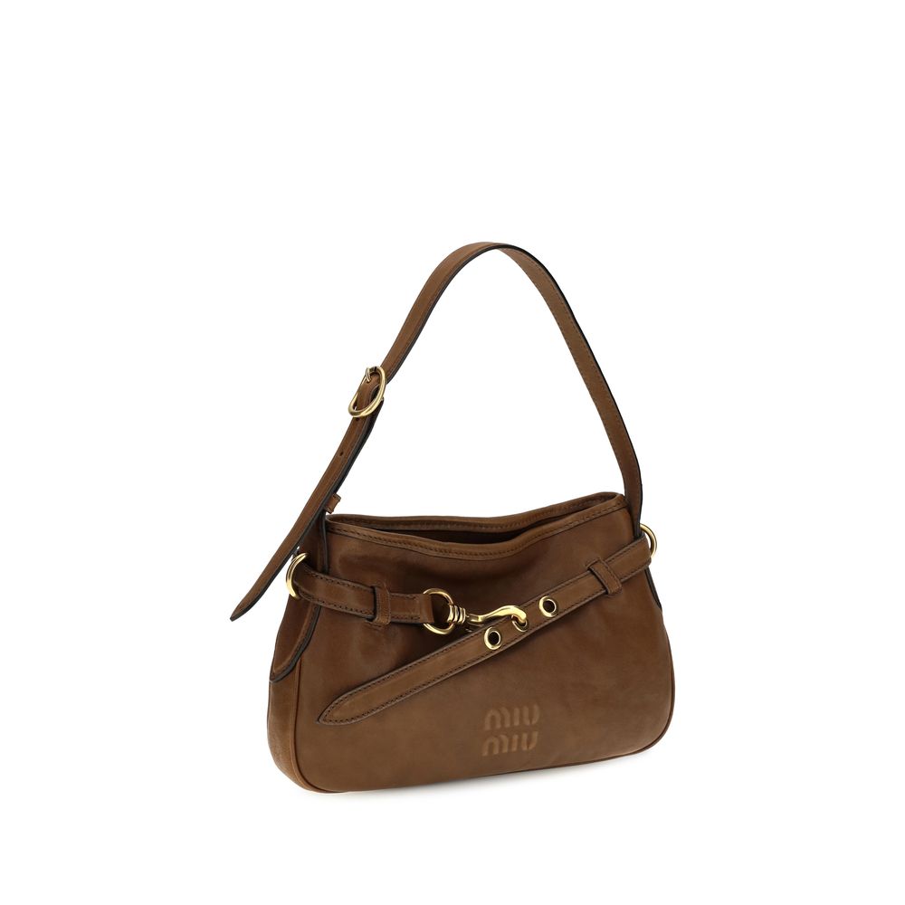 Miu Miu Brown Calf Leather Bos Taurus Shoulder Bag