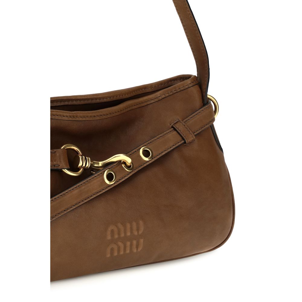 Miu Miu Brown Calf Leather Bos Taurus Shoulder Bag