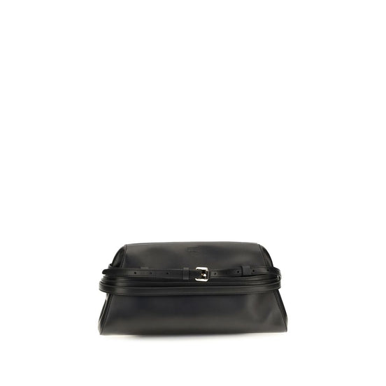 Moschino Black Goatskin Clutch Bag