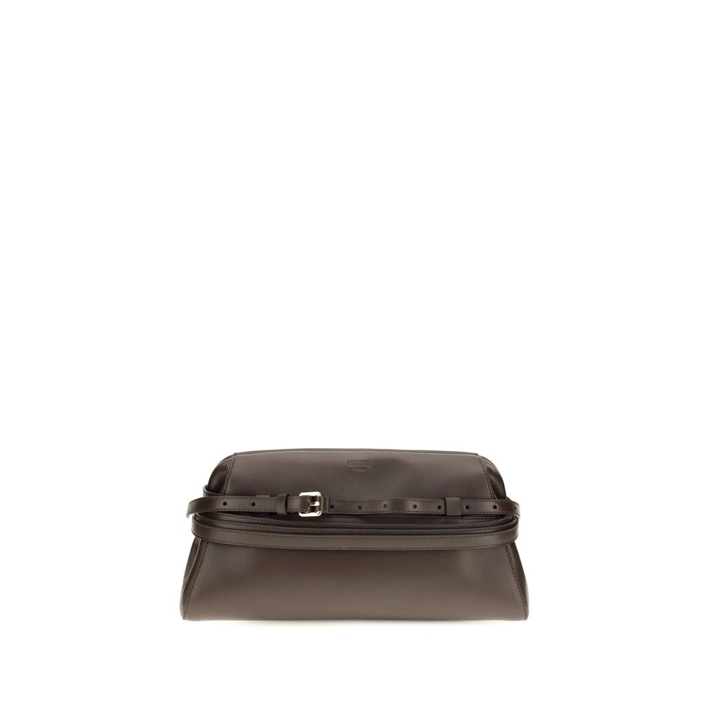 Moschino Brown Goatskin Clutch Bag