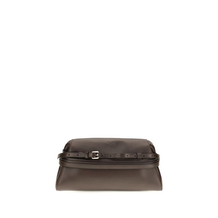 Moschino Brown Goatskin Clutch Bag