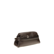 Moschino Brown Goatskin Clutch Bag