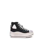 R13 Black Cotton Platform Sneakers