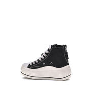 R13 Black Cotton Platform Sneakers