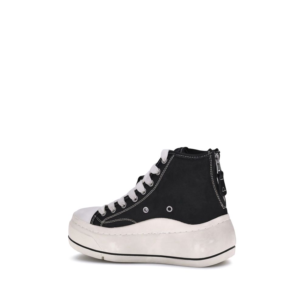 R13 Black Cotton Platform Sneakers